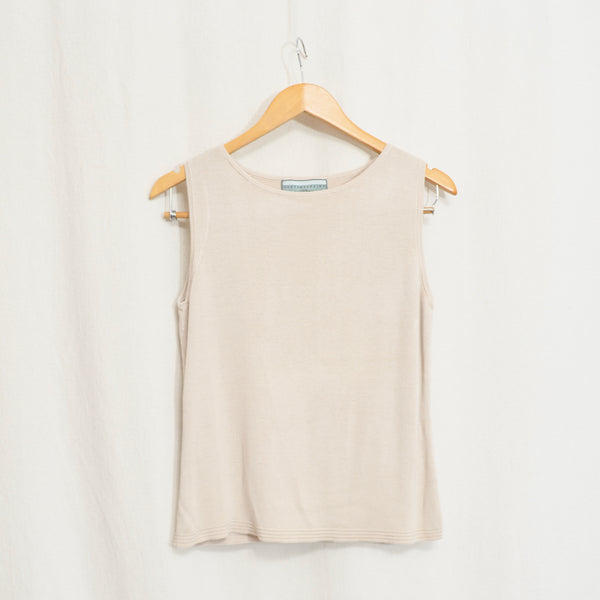 taupe beige cotton blend knit sweater tank