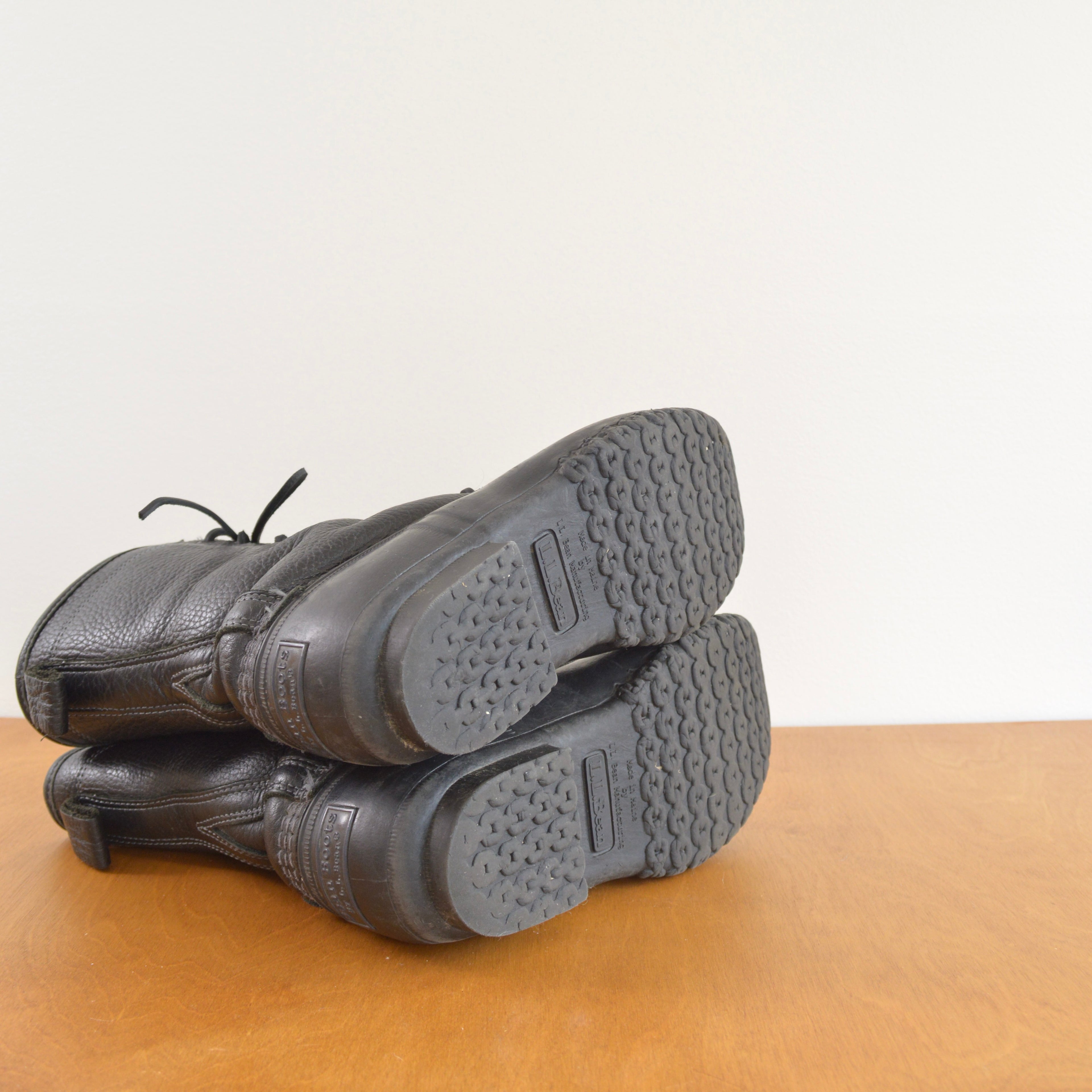 rare size 7 black on black on black vintage ll bean shearling lined bean boots