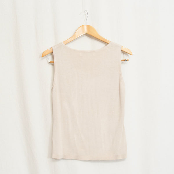 taupe beige cotton blend knit sweater tank