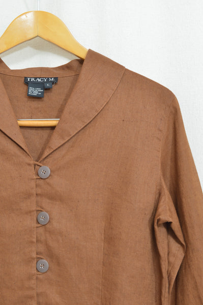 pure linen copper bronze cropped blouse