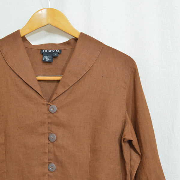 pure linen copper bronze cropped blouse