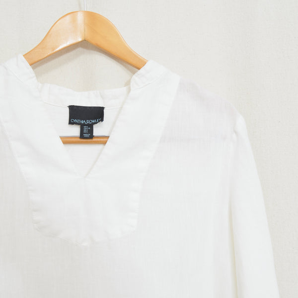 white pure linen vintage cynthia rowley blouse