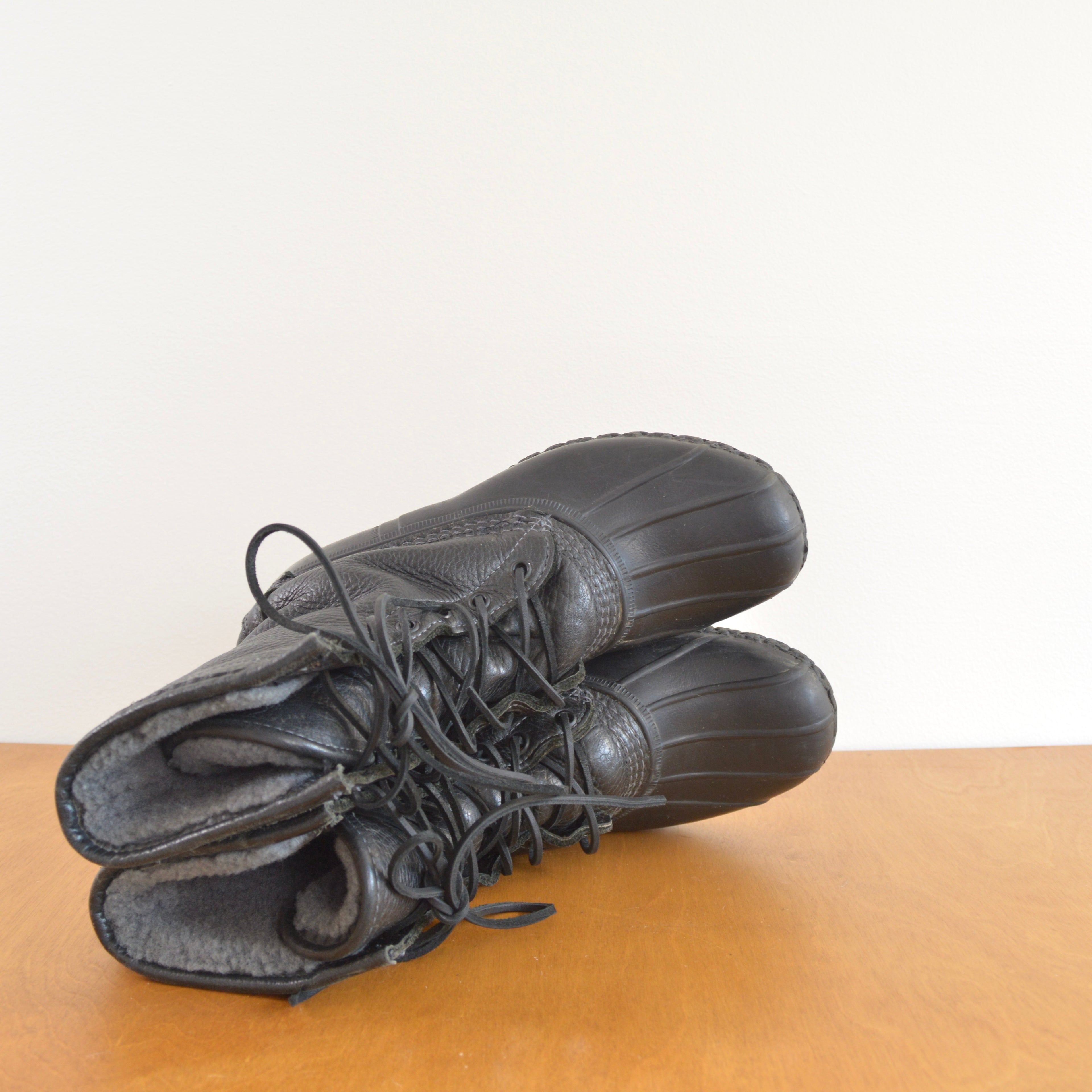 rare size 7 black on black on black vintage ll bean shearling lined bean boots