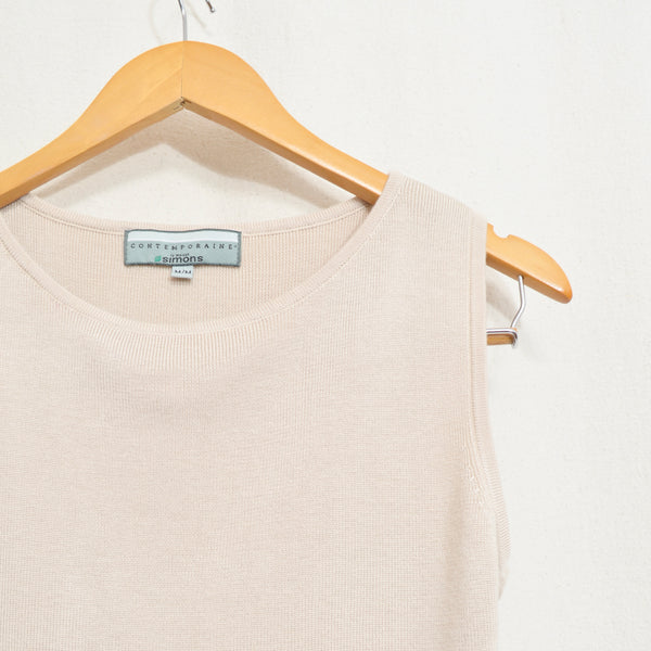 taupe beige cotton blend knit sweater tank
