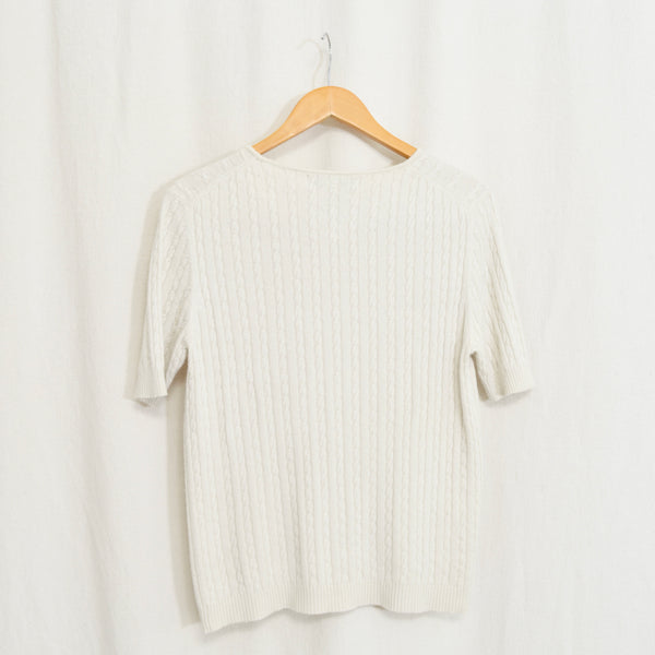 vintage oatmeal silk and cashmere blend cableknit sweater tee