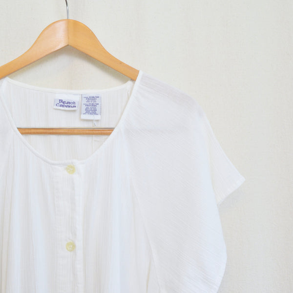 gauzy white cotton button down beach coverup