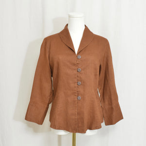 pure linen copper bronze cropped blouse