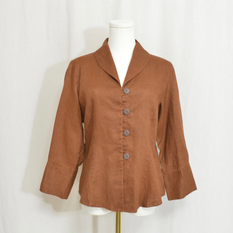 pure linen copper bronze cropped blouse