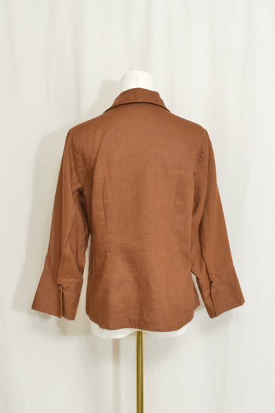 pure linen copper bronze cropped blouse