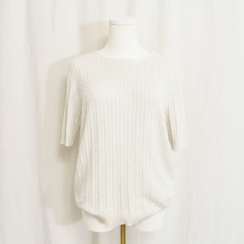 vintage oatmeal silk and cashmere blend cableknit sweater tee