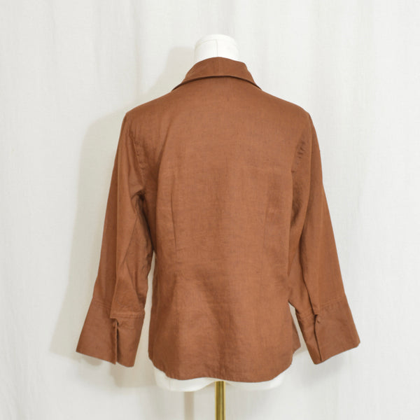 pure linen copper bronze cropped blouse