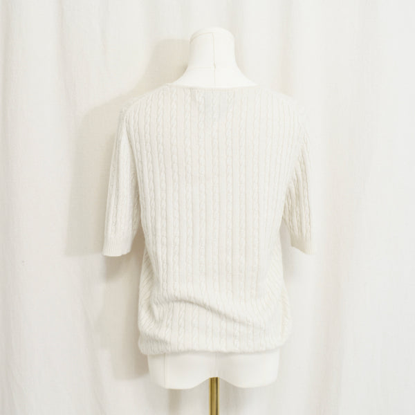 vintage oatmeal silk and cashmere blend cableknit sweater tee