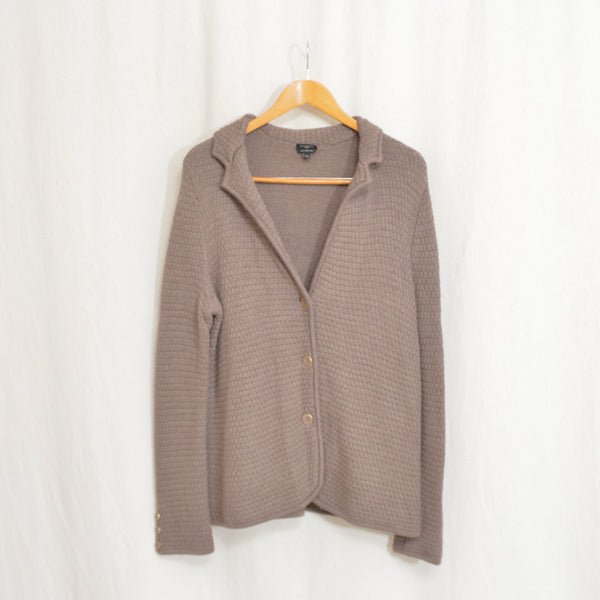 pure merino wool vintage talbots button down taupe brown button down cardigan