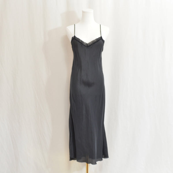 100% pure silk simple black johnny was slip dress