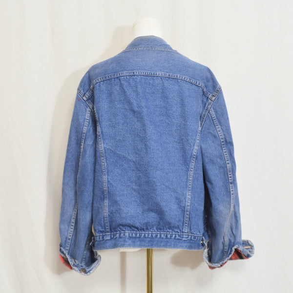 perfectly broken in buffalo plaid flannel lined branders jean jacket