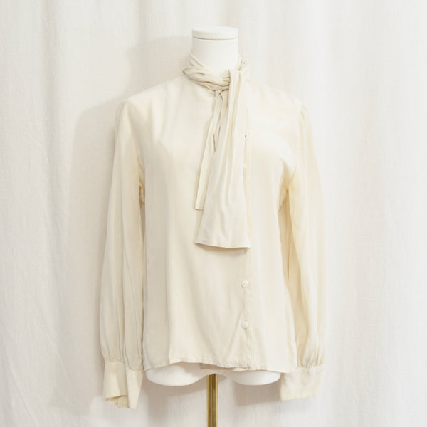pure silk tie neck ivory button down anne klein top