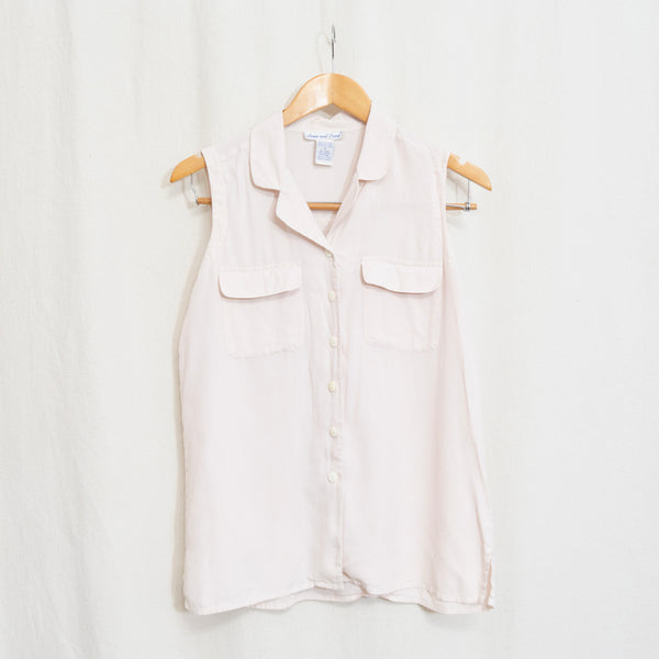 subtle light pink button down 100% silk top