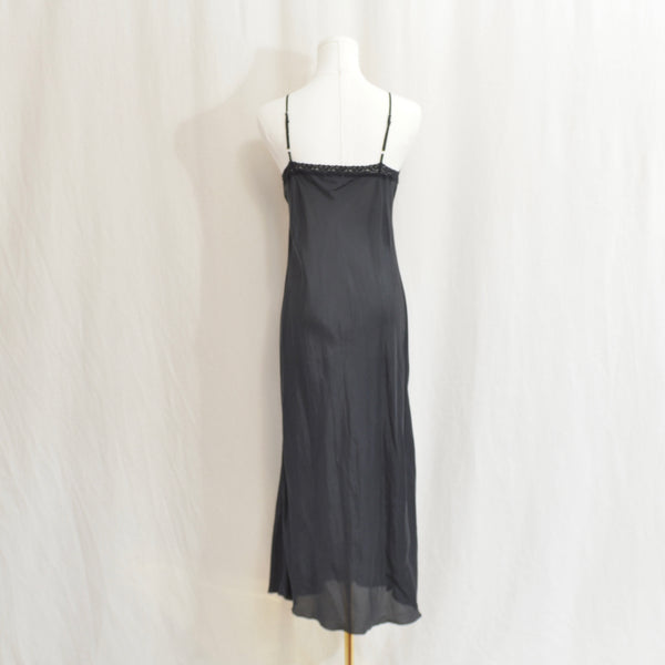 100% pure silk simple black johnny was slip dress