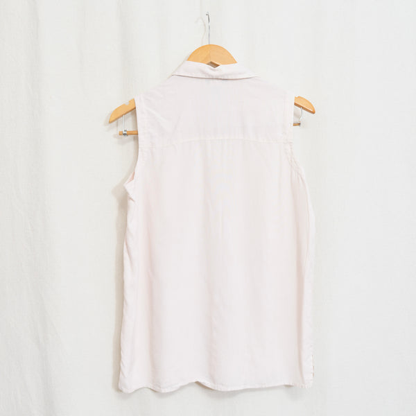 subtle light pink button down 100% silk top