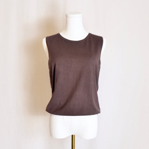 lovely chocolate brown thick strap silk blend sweater tank