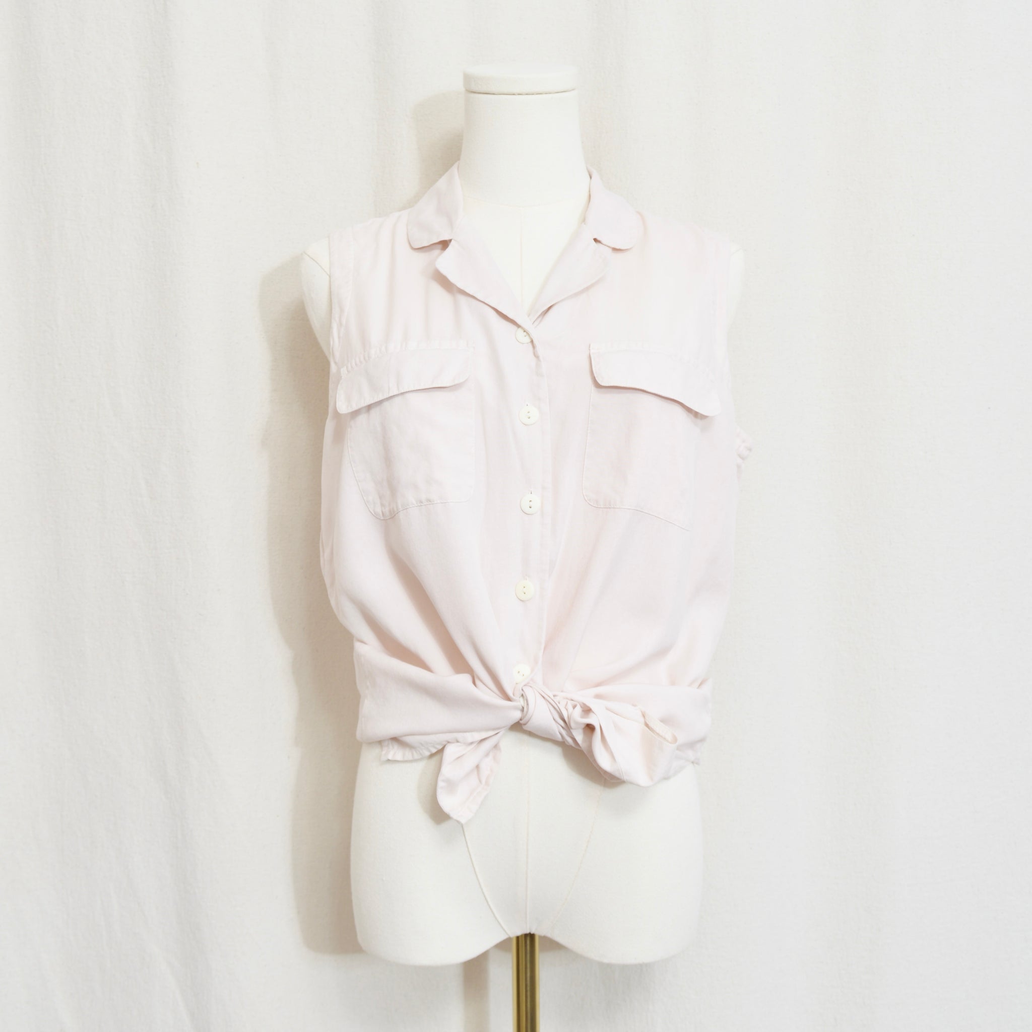 subtle light pink button down 100% silk top