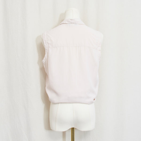 subtle light pink button down 100% silk top