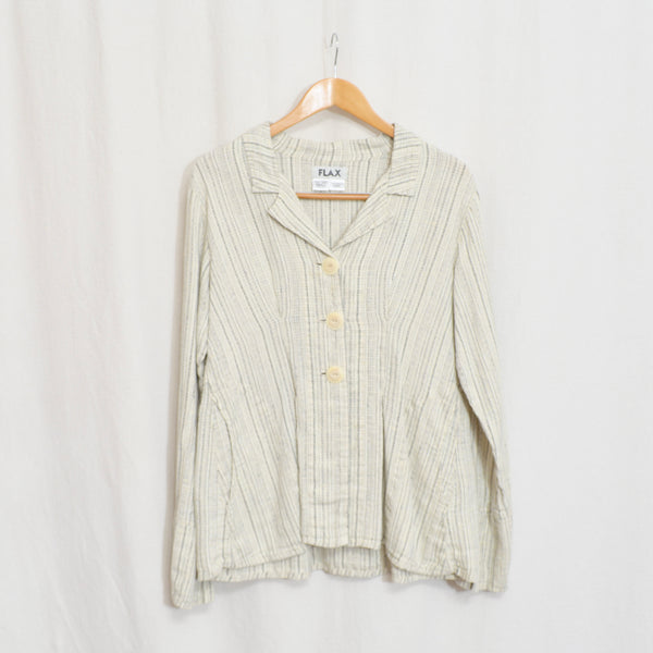 fine strip beige and gray 100% linen FLAX summer jacket