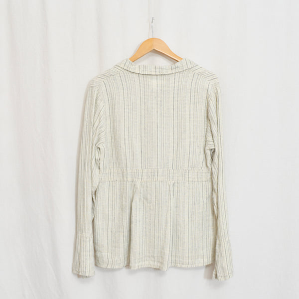 fine strip beige and gray 100% linen FLAX summer jacket