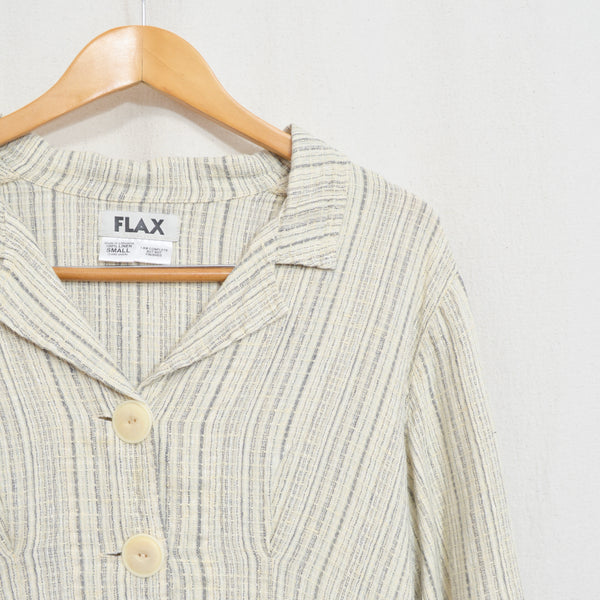 fine strip beige and gray 100% linen FLAX summer jacket