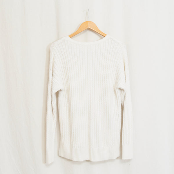 super soft ivory white cable knit scoop neck sweater