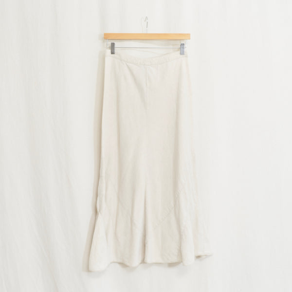 28" light beige linen midi length fit and flare j jill skirt