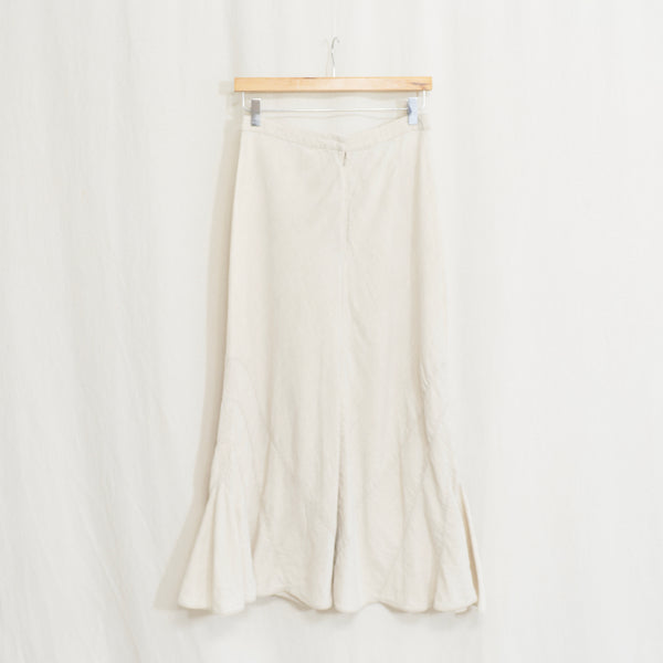 28" light beige linen midi length fit and flare j jill skirt