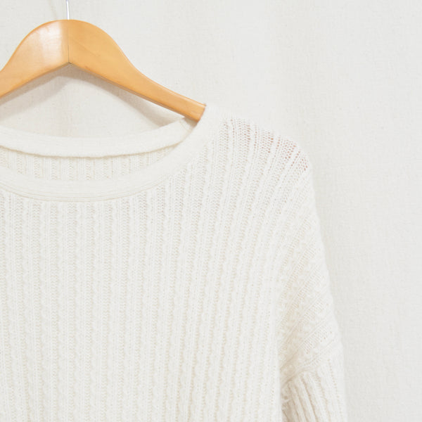 super soft ivory white cable knit scoop neck sweater