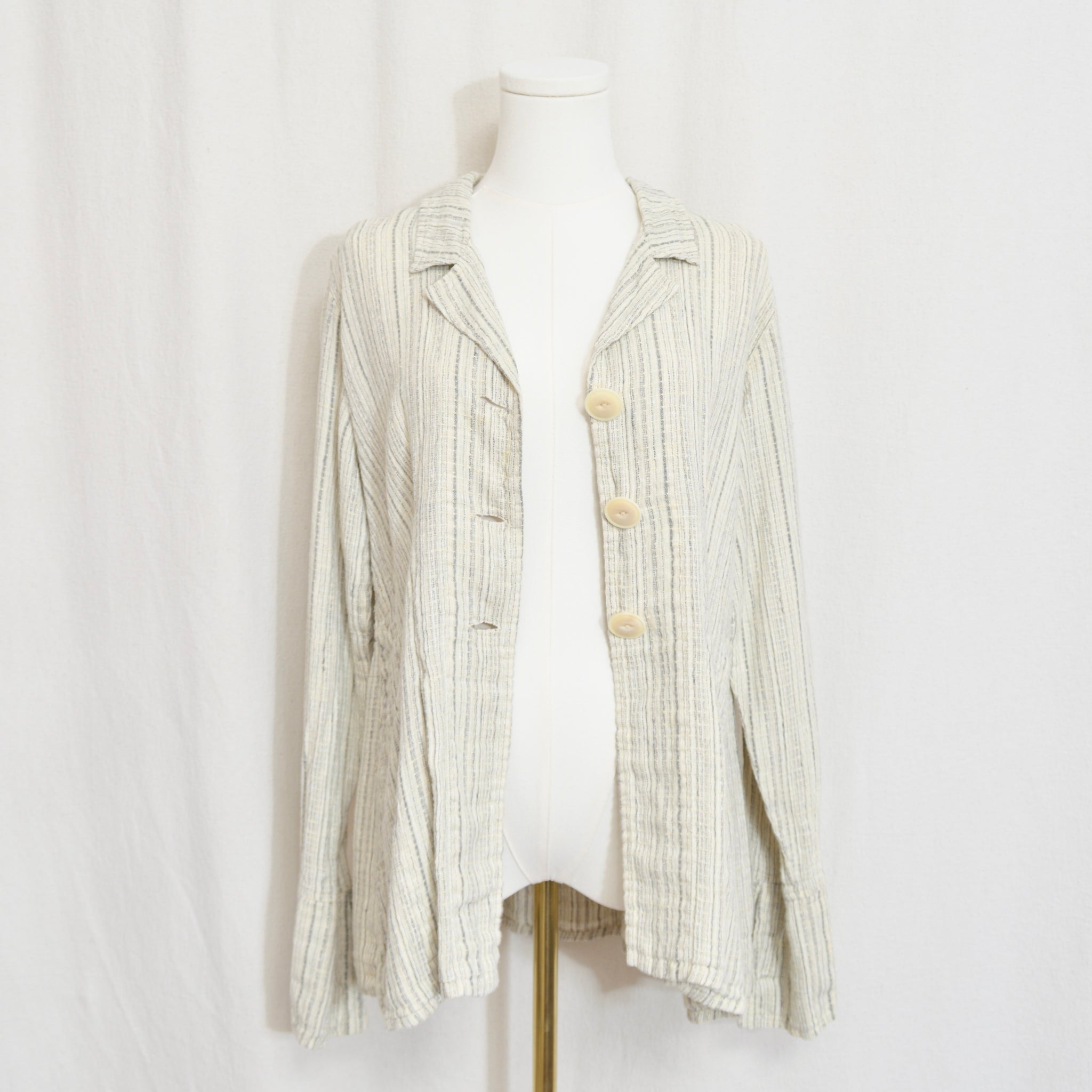 fine strip beige and gray 100% linen FLAX summer jacket