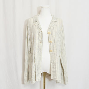 fine strip beige and gray 100% linen FLAX summer jacket