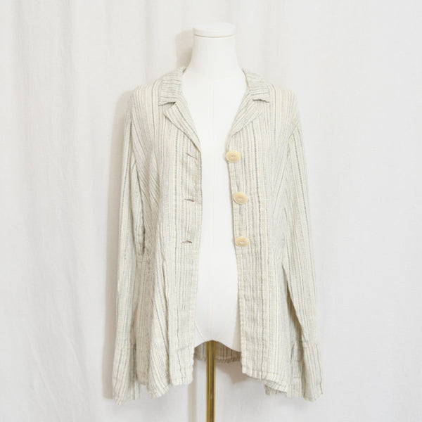 fine strip beige and gray 100% linen FLAX summer jacket