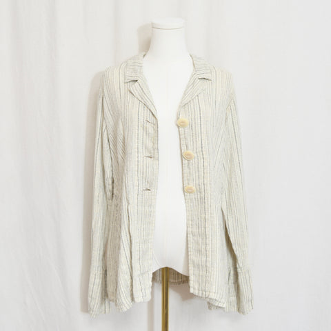 fine strip beige and gray 100% linen FLAX summer jacket