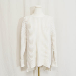 super soft ivory white cable knit scoop neck sweater