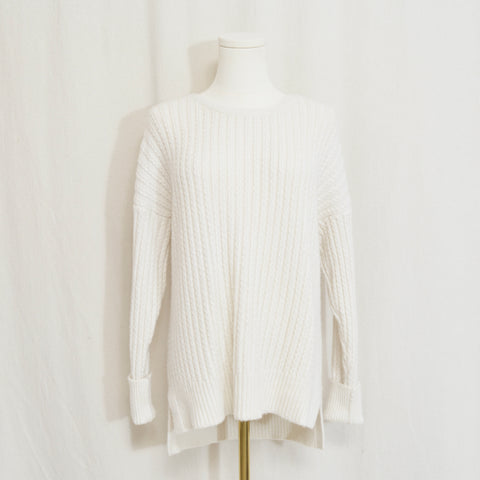 super soft ivory white cable knit scoop neck sweater