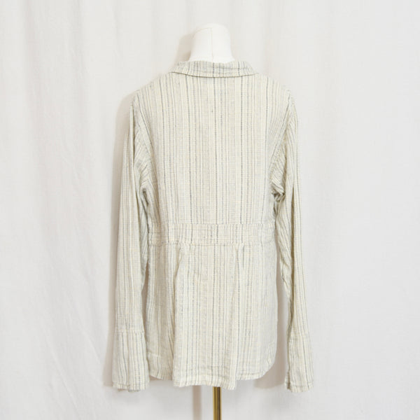 fine strip beige and gray 100% linen FLAX summer jacket