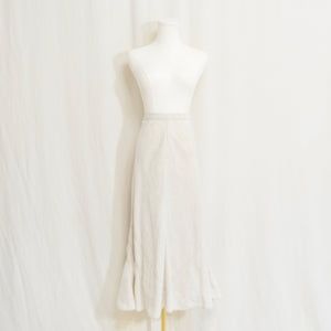 28" light beige linen midi length fit and flare j jill skirt