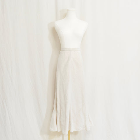 28" light beige linen midi length fit and flare j jill skirt