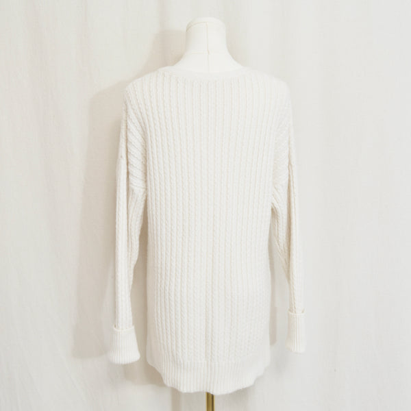super soft ivory white cable knit scoop neck sweater