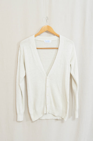 simple off-white silk and cotton blend cardigan