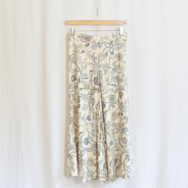 26”-29” buttercream yellow floral elastic midi easy summer skirt
