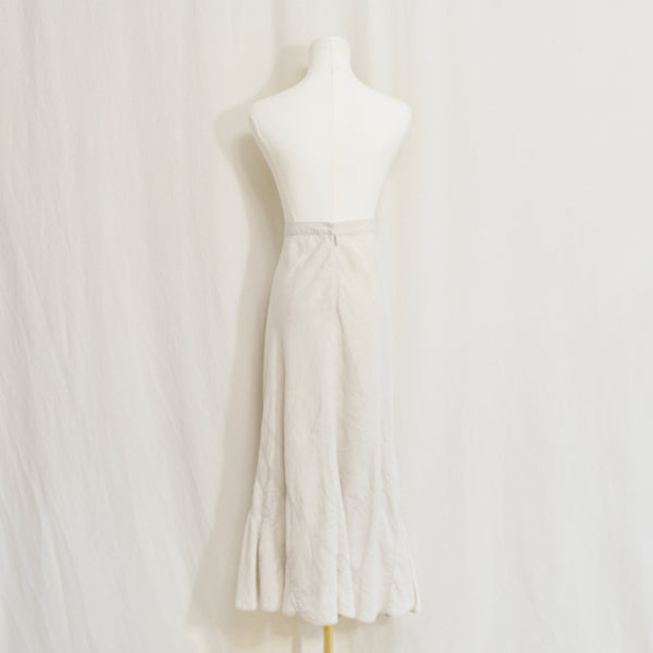 28" light beige linen midi length fit and flare j jill skirt