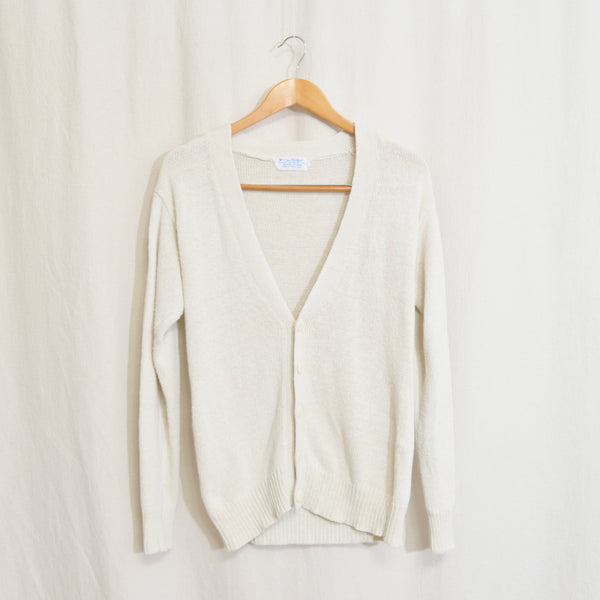 simple off-white silk and cotton blend cardigan