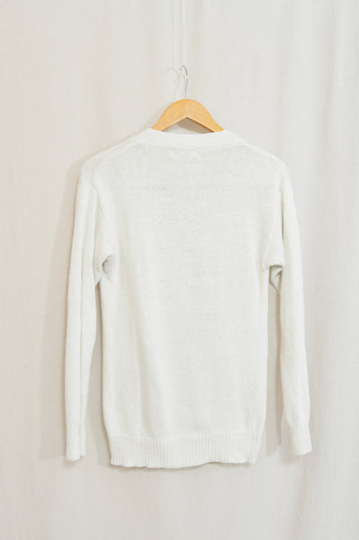 simple off-white silk and cotton blend cardigan