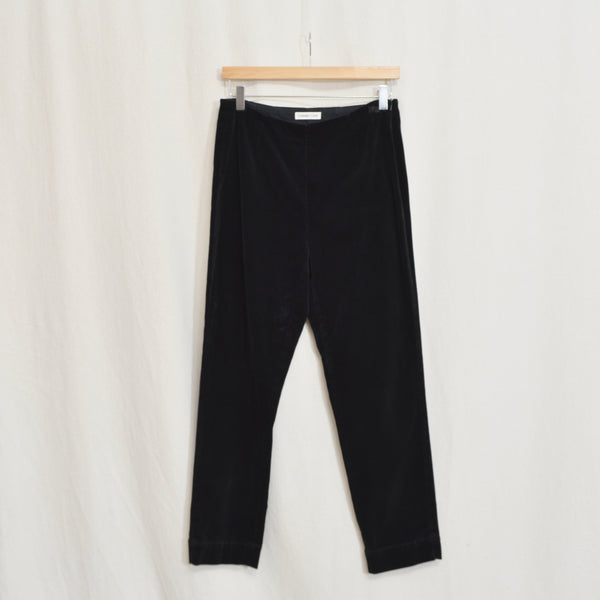 29 x 27.5 black cotton velvet high waisted cropped straight leg pants