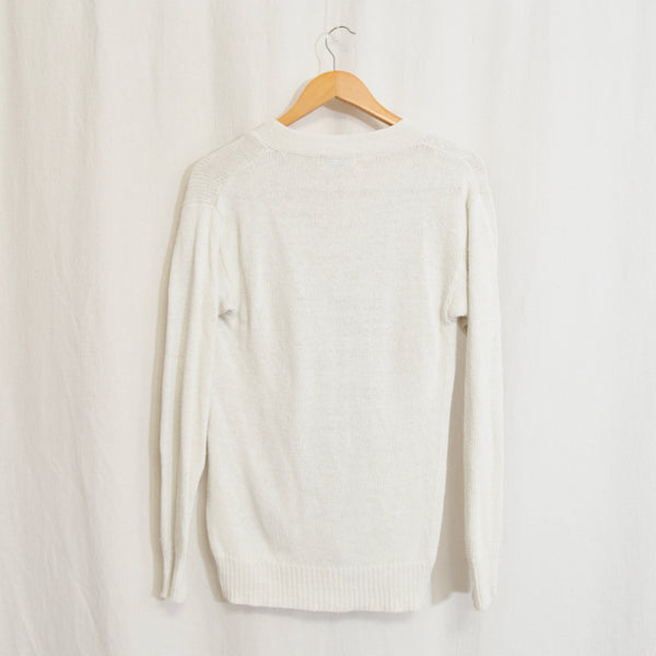 simple off-white silk and cotton blend cardigan